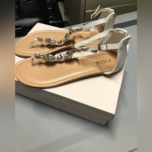 White Jeweled Sandals
